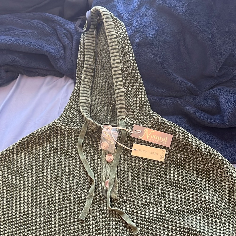 Green knit hoodie
